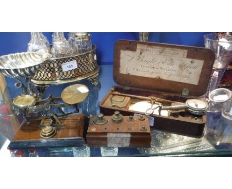 A SET OF GEORGIAN STEEL AND IVORY MEDICAL SCALES, contained in original mahogany box, with some weights, old label 'Turner & 