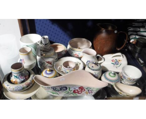 A POOLE POTTERY BOWL with traditional hand painted decoration and a collection of similar Poole wares