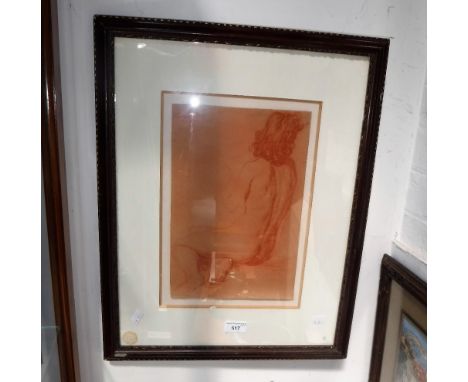 A RED CHALK STUDY OF A NUDE WOMAN inscribed 'Colin and Lisbeth' and on the reverse 'nude study of artist's wife Colin H Gibso