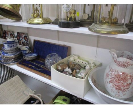 A small selection of 19th century ceramics, mixed ephemera, a bone handled carving set, nut crackers, 20th century household 