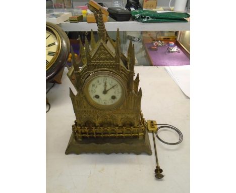 A 19th century gilt brass cathedral style cased mantle clock A/FLocation: 8:4 