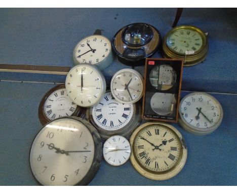A selection of wall clocks and a Smiths English Clock Systems master clock, circa 1960's, to include Synchronome Electric clo