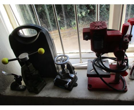 A quantity of watch and clock tools to include a multi-drilling machine Location: LWB 