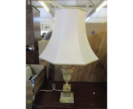 A marble table lamp with gilt metal mounts and silk shade, H.48cmLocation: RAB 