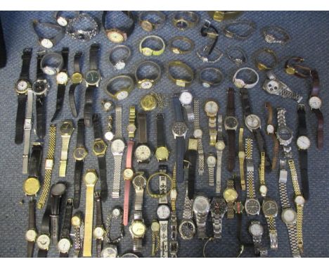 A quantity of mixed wristwatches A/F and parts to include gents watches in the style of well known Swiss watch companies, lat