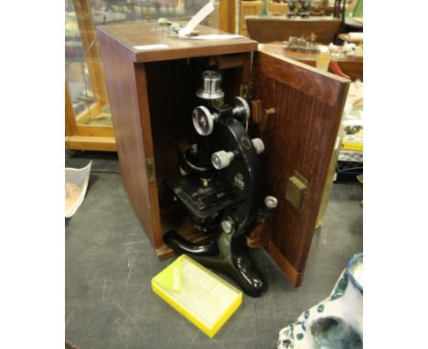 R&amp;J Beck London Microscope and Case, Marked with Military Cows Footmark