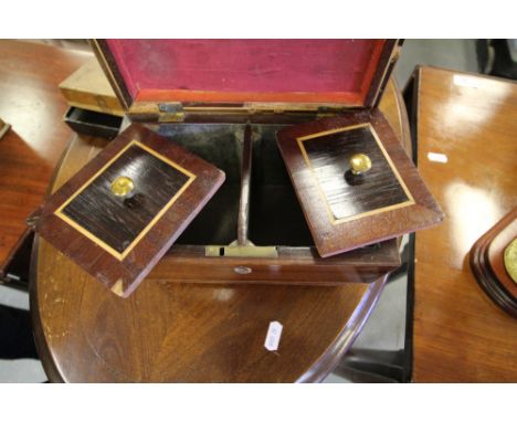 Victorian figured mahogany sarcophagus shaped tea caddy (af)