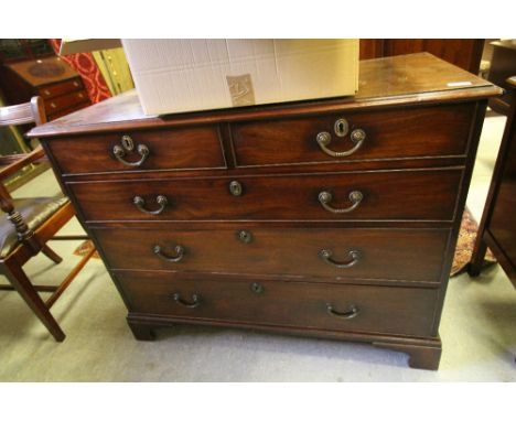 George III mahogany chest of drawers, with original handles on bracket feet The dimensions are 109cm wide x 54cm deep x 85cm 