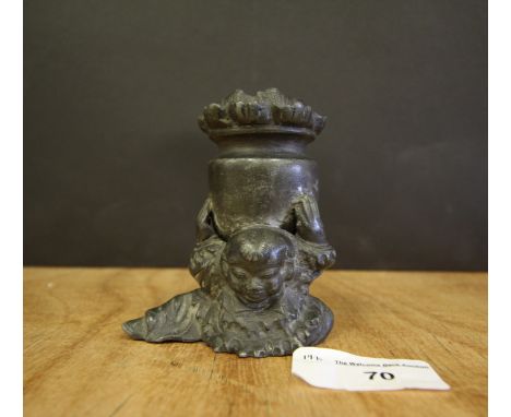 Chinese cast metal candlestick