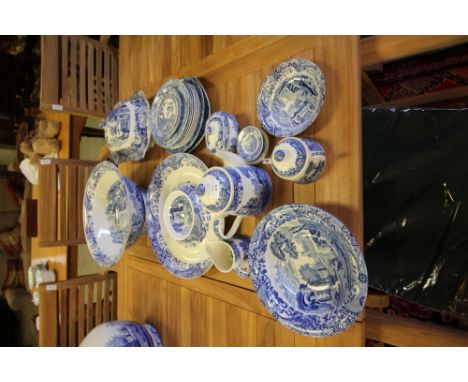 Quantity of Copeland Spode Italian pattern dinner wares mostly modern, including large punch bowl