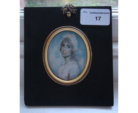 18th century portrait miniature, marked in pencil, Jane Cubson (1757-1841 ) versoNote - light vertical crack to left hand upp