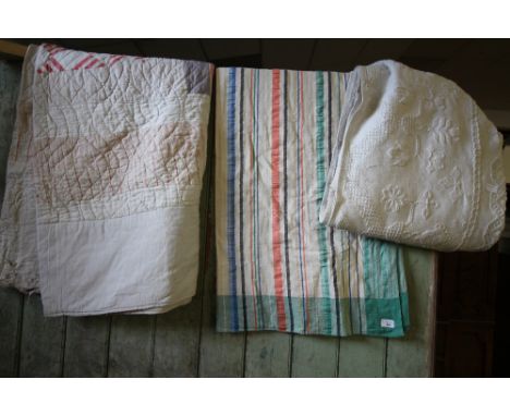Vintage handmade quilt and two vintage throws