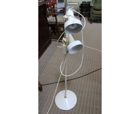A white 1970's style standard lamp