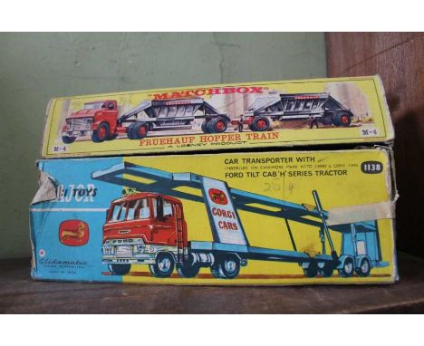 A Corgi toys Major (1138) car transporter in original box and a Matchbox Fruehauf Hopper train mark-4 in original box.