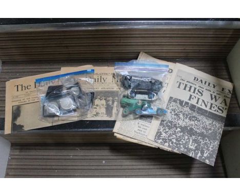 A selection of gentlemen's collectables, to include model cars, collector's tokens, and three historical newspapers