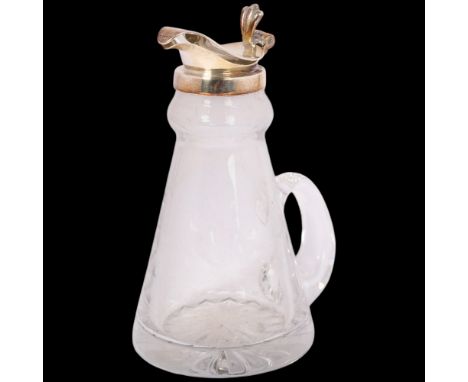 An Elizabeth II silver-mounted glass Whisky noggin, J B Chatterley & Sons, Birmingham 1996, 11cm .  Condition Report: No dama