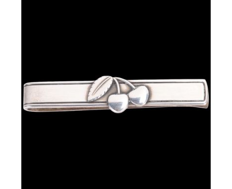 GEORG JENSEN - a Danish modernist sterling silver 'Cherry Heering' tie clip, 59.2mm, 14.5g, boxed .  Condition Report: No dam