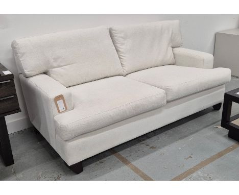 SOFA. Ivory fabric upholstered, 180cm x 100cm x 80cm.