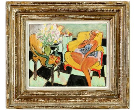 HENRI MATISSE. JEUNE FEMME. (d) signed in the plate Off set lithograph 1946 French Montparnasse frame 26 x 21 cm.