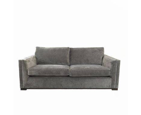 BESPOKE SOFA LONDON SOFA, DARK GREY VELVET UPHOLSTERED. 210.5cm W approx.