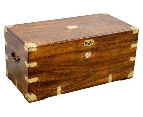CAMPAIGN TRUNK. 19th century Chinese export camphorwood and brass bound, 41cm H x 89cm x 45cm.