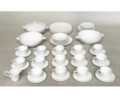 ROYAL WORCESTER DINNER SERVICE. English Fine Bone China, white, 'Mansard' with six place settings, approx 61 pieces.