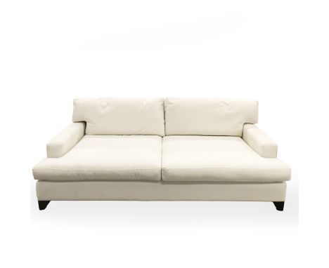 SOFA. Ivory fabric upholstered, 240cm x 100cm x 80cm.
