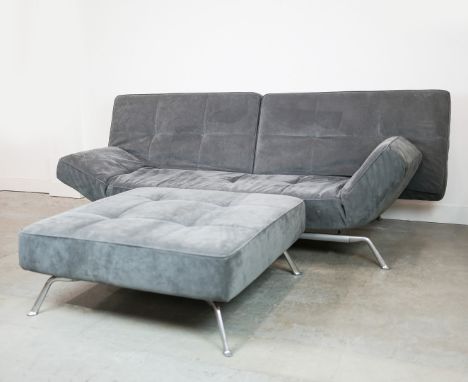 LIGNE ROSET SMALA SOFA AND STOOL. by Pascal Mourgue, 230cm at widest approx. (2).