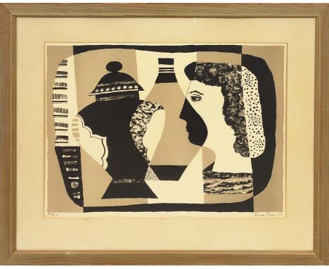 ESAIAS THORN (SWEDISH 1901-1981). VASE AND PROFILE. lithograph signed and dated '57, numbered 279/310, 53cm x 66cm overall, f