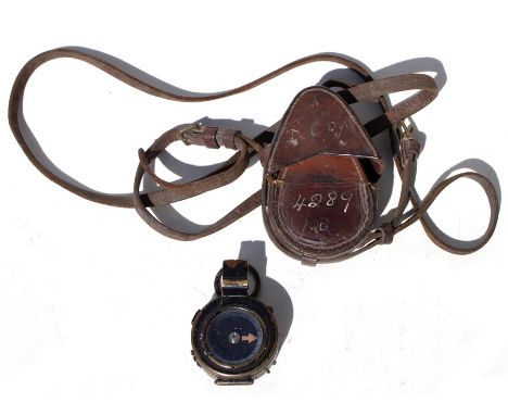 A 1938 dated Pattern Mk.IX compass marked J.M. Glauser. London No.B.4289 in its leather case marked M. Harvey &amp; Co.Ltd. W