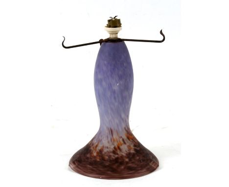 A mottled glass Tiffany style lamp base, 23cms (9ins) high.Condition ReportSome rusting to the mount, body good with no chips