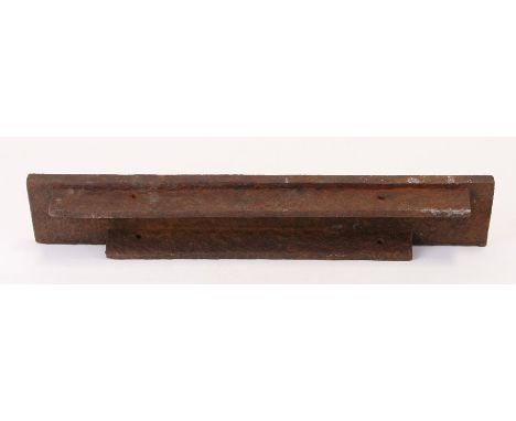 A POWELL cast iron steam engine name plate with integral fixing bracket. 46.5cms (18.25ins) by 8.5cms (9.25ins) by 5cms (2ins
