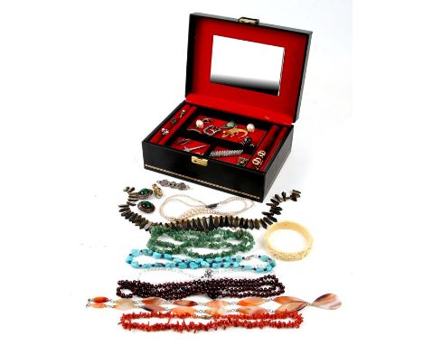 A quantity of costume jewellery gold paste buckles and Christian Dior cufflinks.