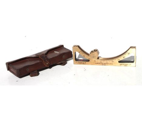 A WW2 brass Mortar Clionmeter Mark IV made by ASCOT G.W.H. Ltd in 1944 together with its brown leather carry case marked CASE