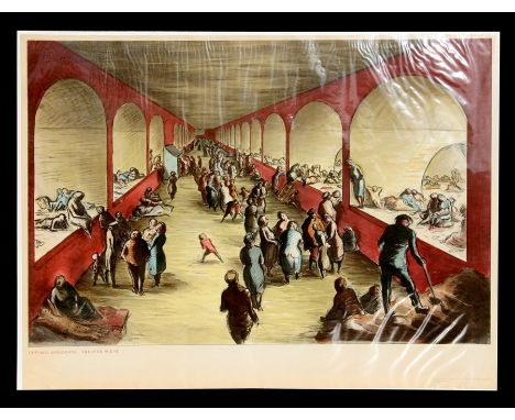 Edward Ardizzone (1900-1979) - SHELTER SCENE (1941) - lithograph in colours, published by the National Gallery and printed at