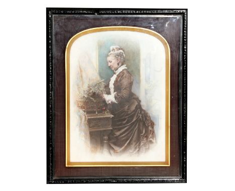 A Bassano - Portrait of a Victorian Lady - watercolour on porcelain, signed lower left, framed &amp; glazed, 35 by 48cms (13.