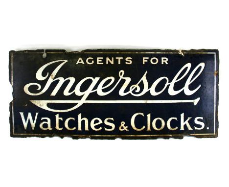 An Ingersol Watches &amp; Clocks double sided enamel sign. 71cm ( 28 ins) wide
