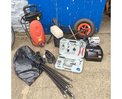 A general lot of tools including a pressure washer.