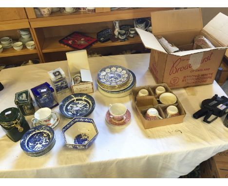 A selection of ceramics including a boxed Broadhurst tea set and Ringtons.