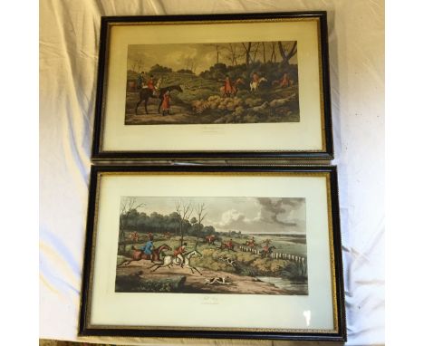 Two hunting prints 1821 Full cry and Breaking Cover.
