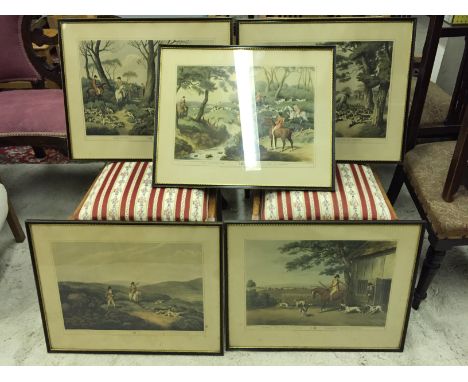 A set of five hunting scene colour prints 