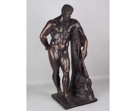 Große Bronze des Herkules männlicher Akt des Herkules in dunkelbraun patinierter Bronze nach dem Vorbild des Herkules der far
