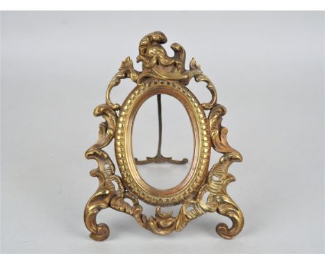 Tischrahmen, Bronze, um 1880Sehr schöner originaler Gründerzeit Rahmen mit Standfuß, ovaler Bildausschnitt, ringsum mit baroc