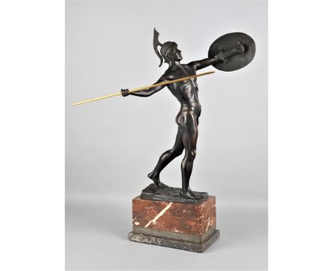Römischer Krieger - Speerwerfer Bronze von Ludwig GräfnerMännlicher Halbakt eines Kriegers im Augenblick kurz vor dem Speerwu