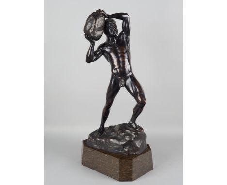 Bronze-Skulptur eines Steinwerfers von H. SchmotzDetailreiche vollplastische Bronze eines athletischen männlichen Aktes mit K