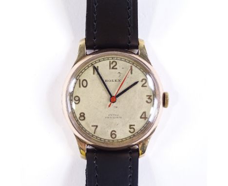 A 9ct gold Rolex Extra Precision wristwatch, mechanical 17 ruby movement signed Rolex Ultra Prima, Arabic numerals and red sw