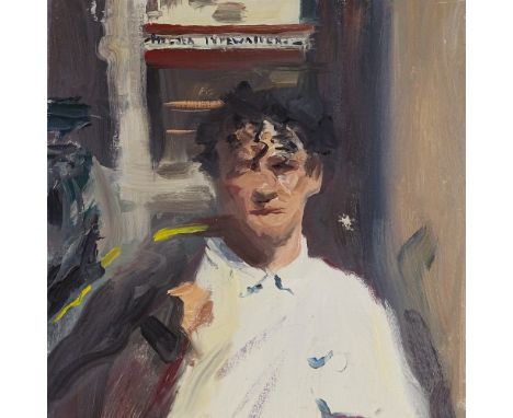 Howard Morgan, oil on canvas, portrait of a man, 24" x 17", framed 