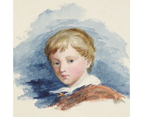 Manner of Sir Thomas Lawrence, 19th century watercolour, portrait of a young boy, unsigned, 7" x 5.5", mounted 