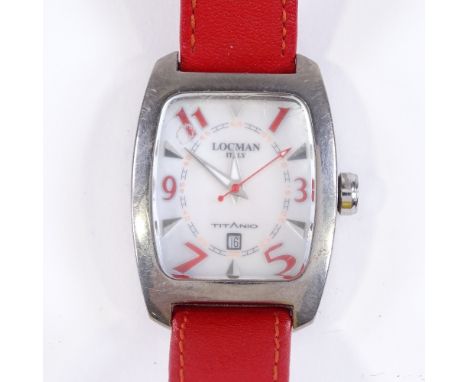 A Lockman Titanio quartz wristwatch, titanium case, with mother-of-pearl dial and date aperture, reference no. 483, serial no