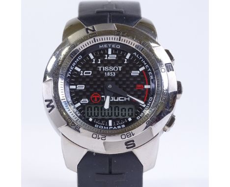 A Tissot 1853 T Touch Smart wristwatch, titanium case, with digital display and rubber strap, model no. RKO-HA-93151, case wi